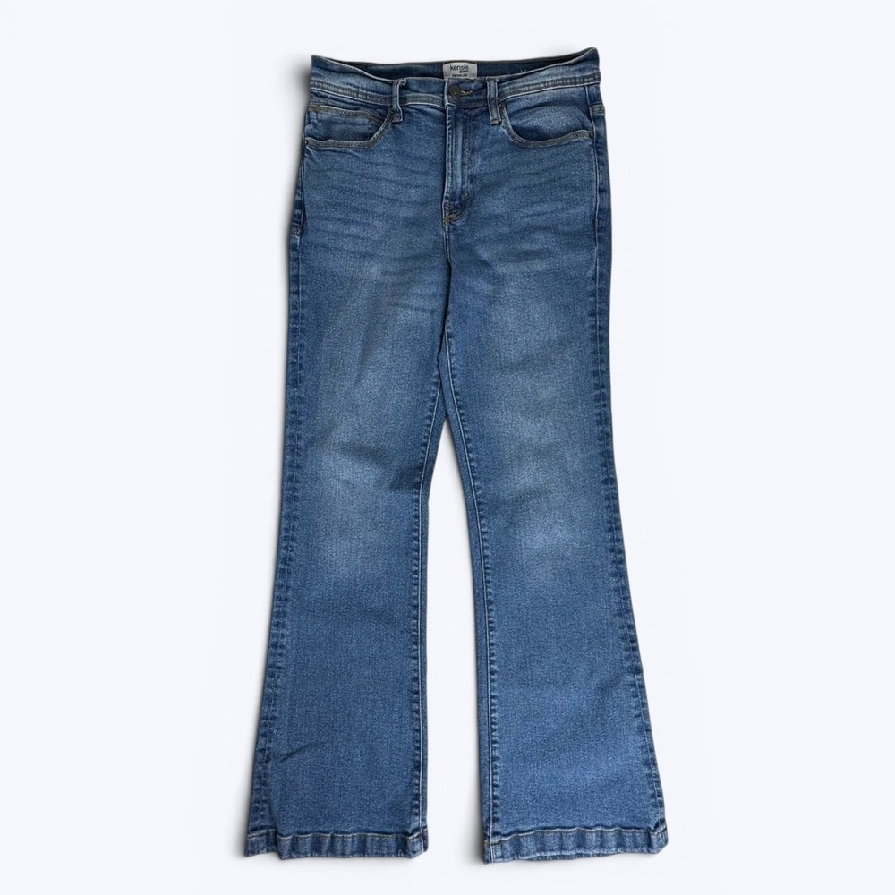 Kensie Jeans Vintage Luxe Medium Wash Blue High Rise Flare Denim Pants Sz 8/29